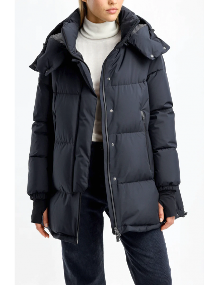 Puffy Woven Half Coat Dark... 2