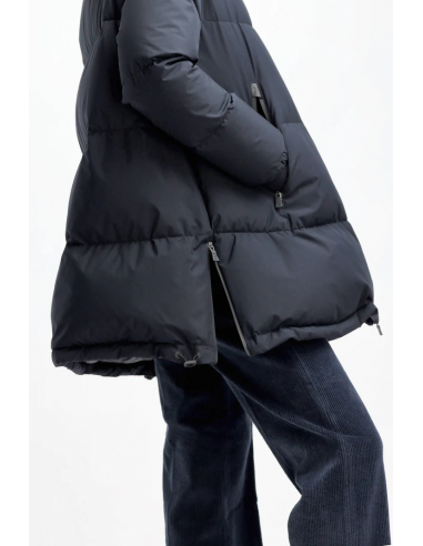 Puffy Woven Half Coat Dark Navy