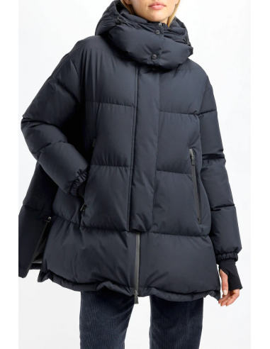 Puffy Woven Half Coat Dark Navy