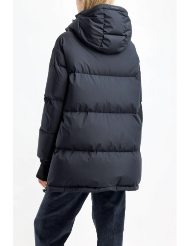 Puffy Woven Half Coat Dark Navy