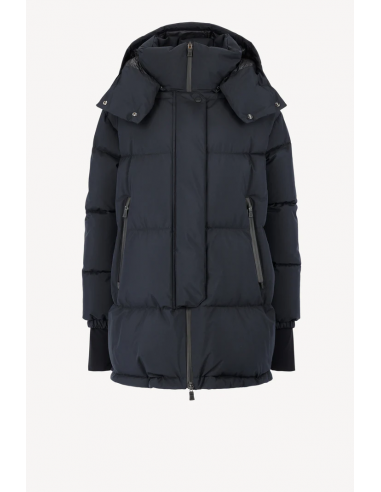 Puffy Woven Half Coat Dark Navy
