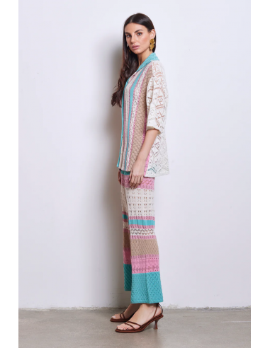 Pantalone In Maglia In Punto Pizzo a...