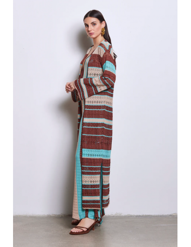 Cardigan In Punto Pizzo A Righe Luxer