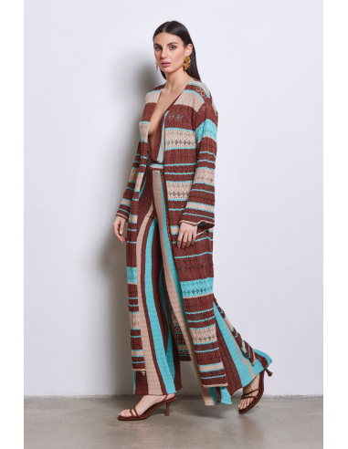 Cardigan In Punto Pizzo A Righe Luxer