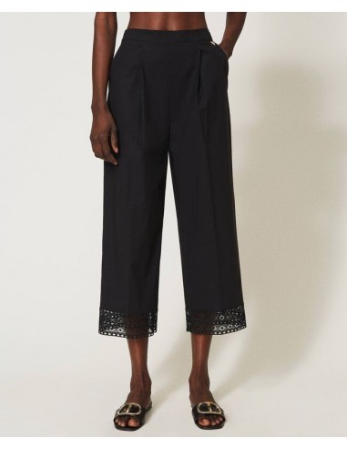 Pantalón de Popelina con Encaje