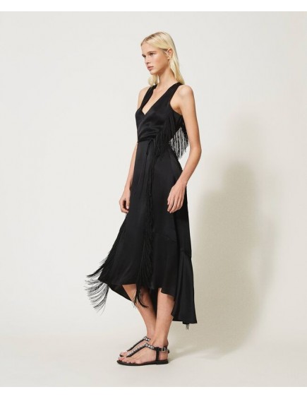 Vestido de Seda con Flecos