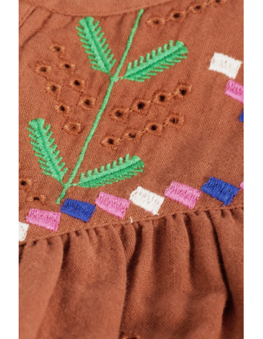 Blusa Manga Fluida Bordados Marrón Blusa Manga Fluida Bordados Marrón