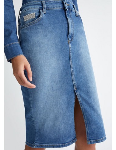 Falda Vaquera Abierta Brillos