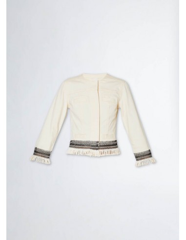 Chaqueta Corta con Flecos Beige