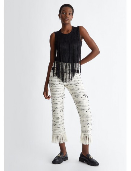 Pantalón de Bouclé Blanco