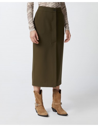 Falda Midi Abert Delantera Kaki Falda Midi Abert Delantera Kaki