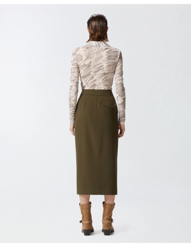 Falda Midi Abert Delantera Kaki Falda Midi Abert Delantera Kaki