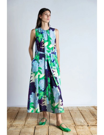 Vestido Aqua Floral Silk