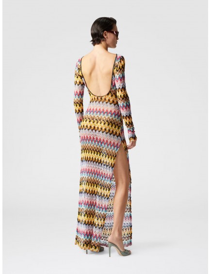 Vestido largo encaje lamé 2