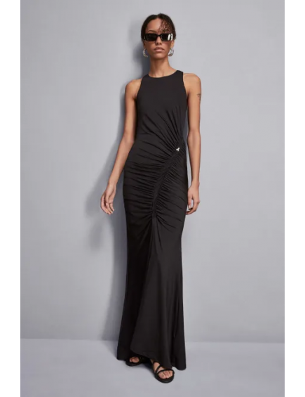 Vestido largo con fruncido
