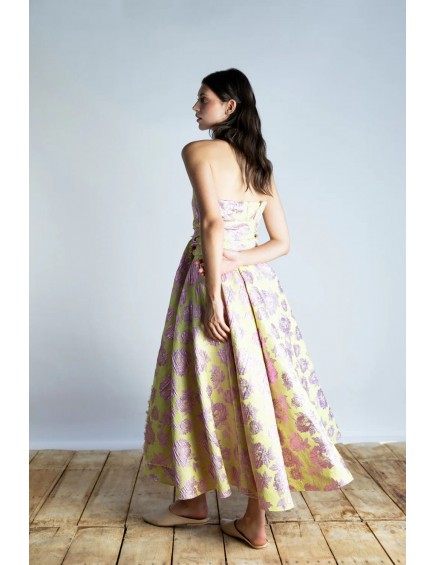 Vestido Strapless with Pleated 2
