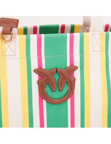 Bolso shopper mediano de tela a rayas