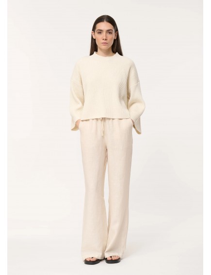 Pantalón Ancho Lino Ecru