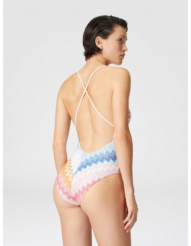 Bañador con cuello en V lamé en zigzag