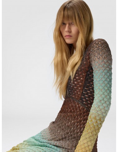 Vestido largo degradado con escote en V Vestido largo degradado con escote en V