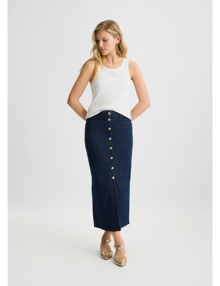 Falda de denim con botones
