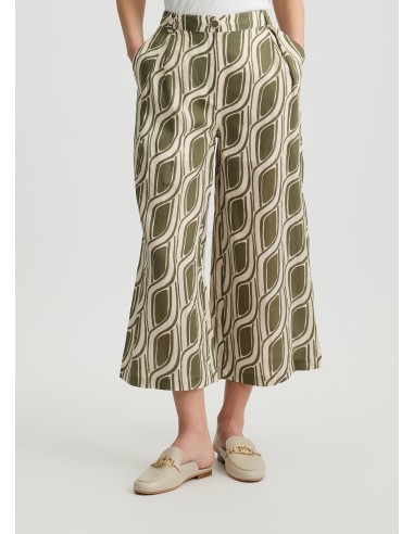 Pantalón palazzo estampado de ramio