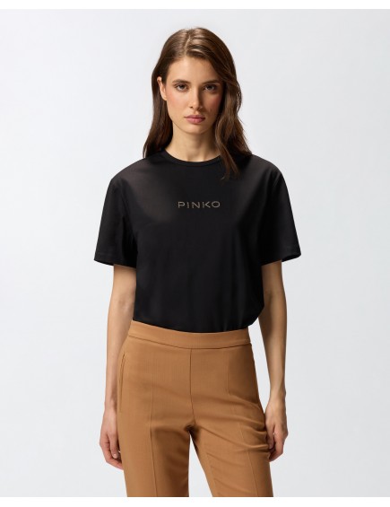 Camiseta Logo Strass Negra