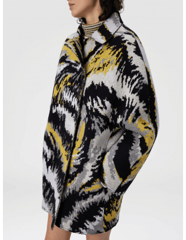 Abrigo cabán cruzado con estampado de... Abrigo cabán cruzado con estampado de...