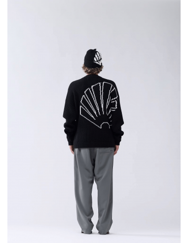 Logo Knit Raw Edge Black/White