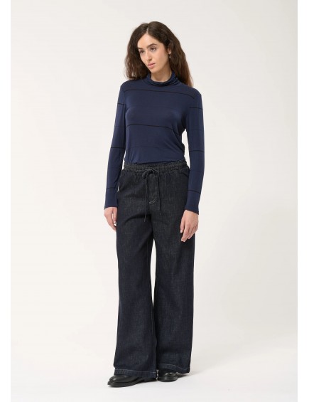 Pantalón ancho en denim crudo