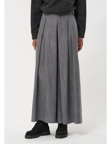 Pantalón falda culotte gris en lyocell