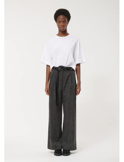 Pantalón ancho gris jaspeado