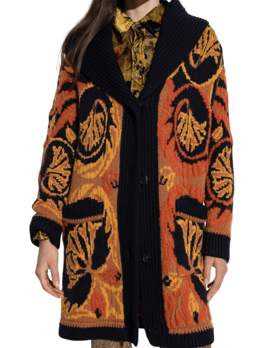 Maxicárdigan de Lana y Algodón Jacquard