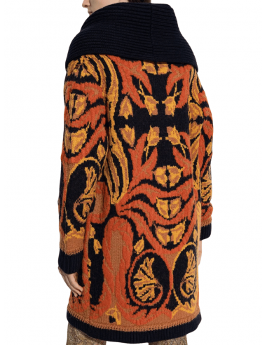 Maxicárdigan de Lana y Algodón Jacquard