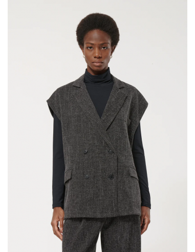 Chaleco de Traje Gris Oversize