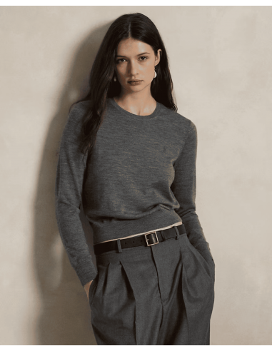 Jersey de lana con cuello redondo Gris