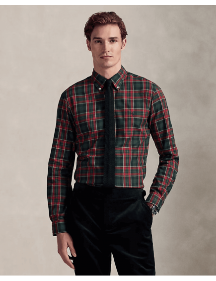 Camisa Sarga Custom Fit Tartán