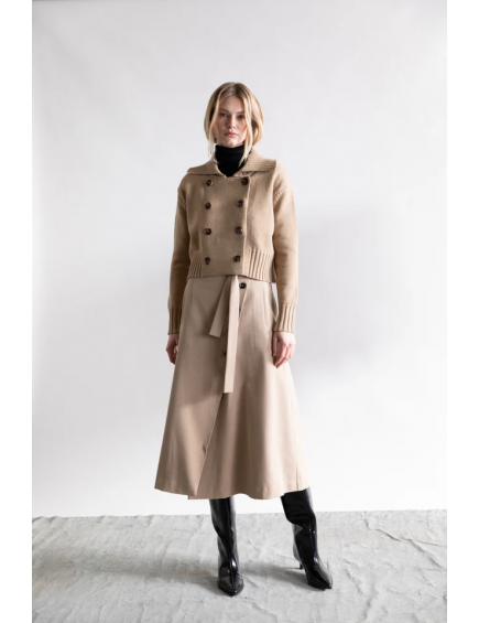 Chunky Knit Double-Breasted...