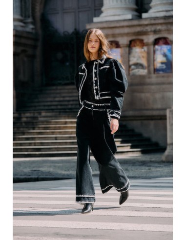 Pantalón Black Crochet Embroidery