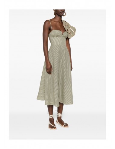 Vestido Striped Monstera Leaf