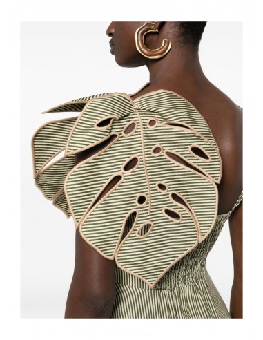 Vestido Striped Monstera Leaf