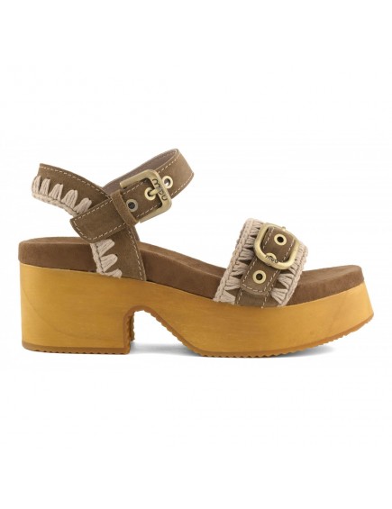 High Heel Wood Clog Buckle...