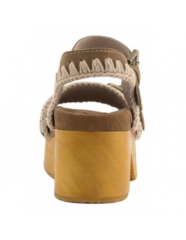 High Heel Wood Clog Buckle Nut Brown
