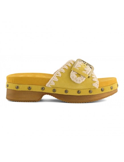 Low Heel Wood Clog Buckle...