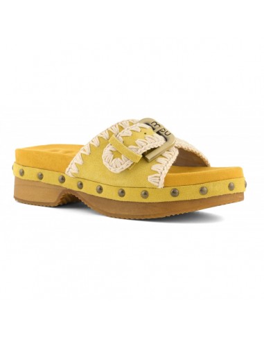 Low Heel Wood Clog Buckle Curcuma