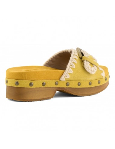 Low Heel Wood Clog Buckle Curcuma