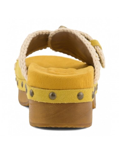 Low Heel Wood Clog Buckle Curcuma
