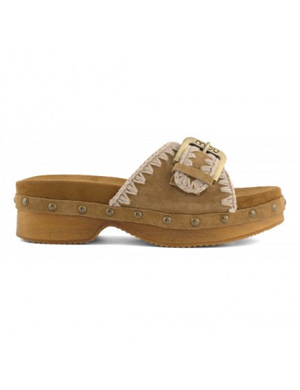 Low Heel Wood Clog Buckle...