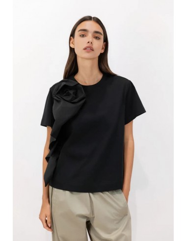 Camiseta Sculptural Rosette Negro