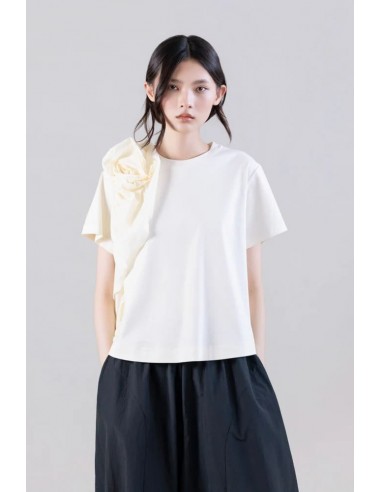 Camiseta Sculptural Rosette Crema